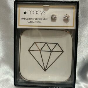 Macy's 14Kt Gold Over Sterling Silver Cubic Zirconia Earrings